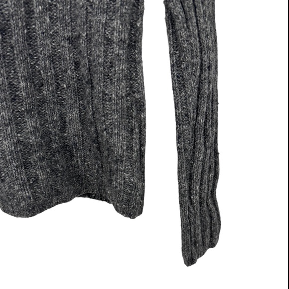 Garnet Hill Gray Tweed Wool Skinny Rib Turtleneck Size Small - Picture 6 of 12